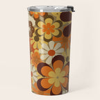 70's Floral Prints, Retro Art Travel Mug Gallery Image 2