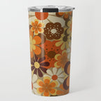 70's Floral Prints, Retro Art Travel Mug Gallery Image 1
