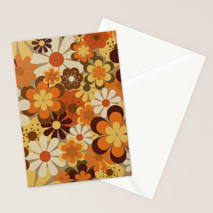 70's Floral Prints, Retro Art Stationery Card Gallery Image 2