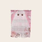 Romantic Pink Ghost with Bows and Butterflies Halloween Gothic Spooky Cute Art Wall Hanging Gallery Image 1