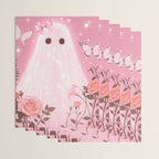 Romantic Pink Ghost with Bows and Butterflies Halloween Gothic Spooky Cute Art Wrapping Paper Gallery Image 3