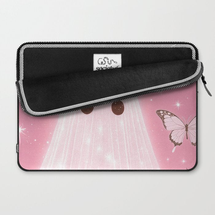 Romantic Pink Ghost with Bows and Butterflies Halloween Gothic Spooky Cute Art Laptop Sleeve Gallery Image 2