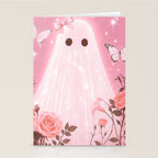 Romantic Pink Ghost with Bows and Butterflies Halloween Gothic Spooky Cute Art Stationery Card Gallery Image 2