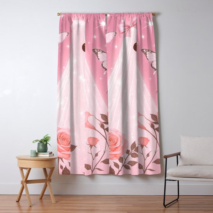 Romantic Pink Ghost with Bows and Butterflies Halloween Gothic Spooky Cute Art Window Curtain Gallery Image 5