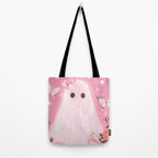 Romantic Pink Ghost with Bows and Butterflies Halloween Gothic Spooky Cute Art Tote Bag Gallery Image 2