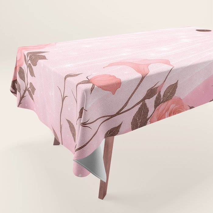 Romantic Pink Ghost with Bows and Butterflies Halloween Gothic Spooky Cute Art Tablecloth Gallery Image 1