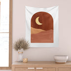 TERRACOTTA NIGHT, abstract landscape, moon and desert Wall Tapestry Gallery Image 2
