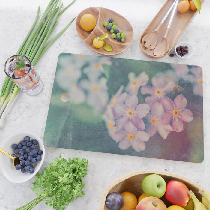 Blue Forget Me Not Botanical Study Cutting Board Gallery Image 2