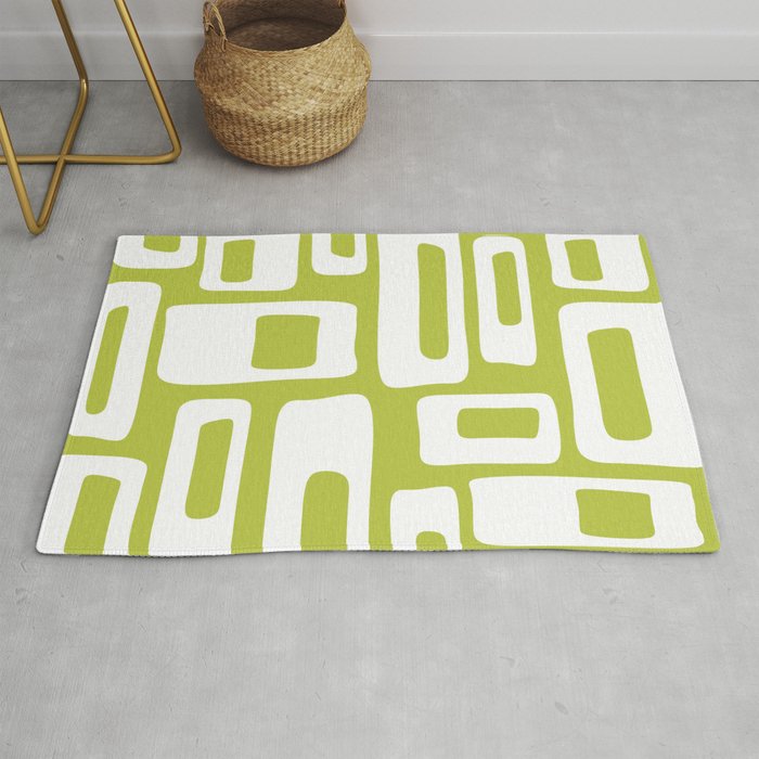 Retro Mid Century Modern Abstract Pattern 335 Chartreuse Rug Gallery Image 1