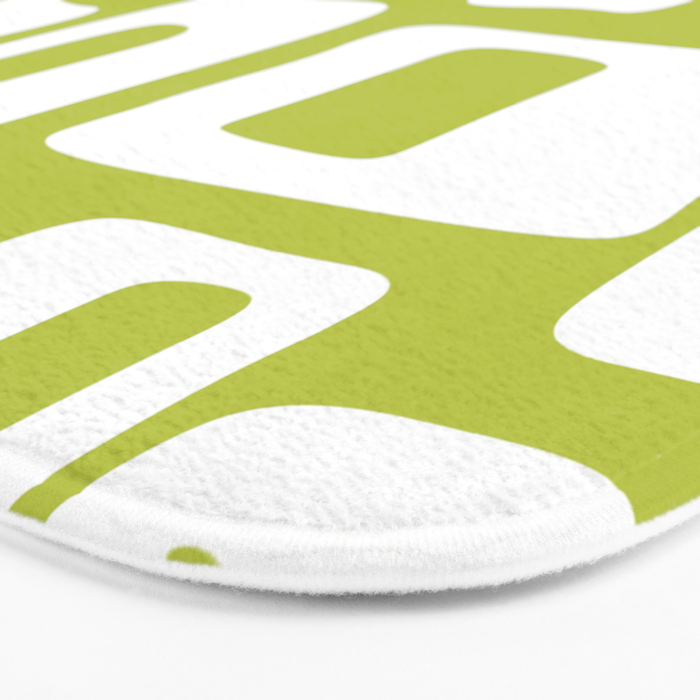 Retro Mid Century Modern Abstract Pattern 335 Chartreuse Bath Mat Gallery Image 3