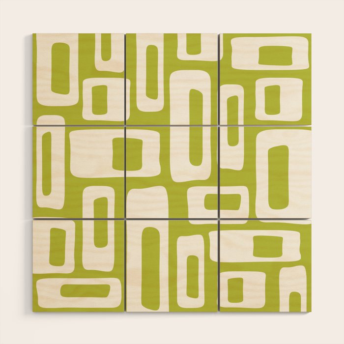 Retro Mid Century Modern Abstract Pattern 335 Chartreuse Wood Wall Art Gallery Image 1