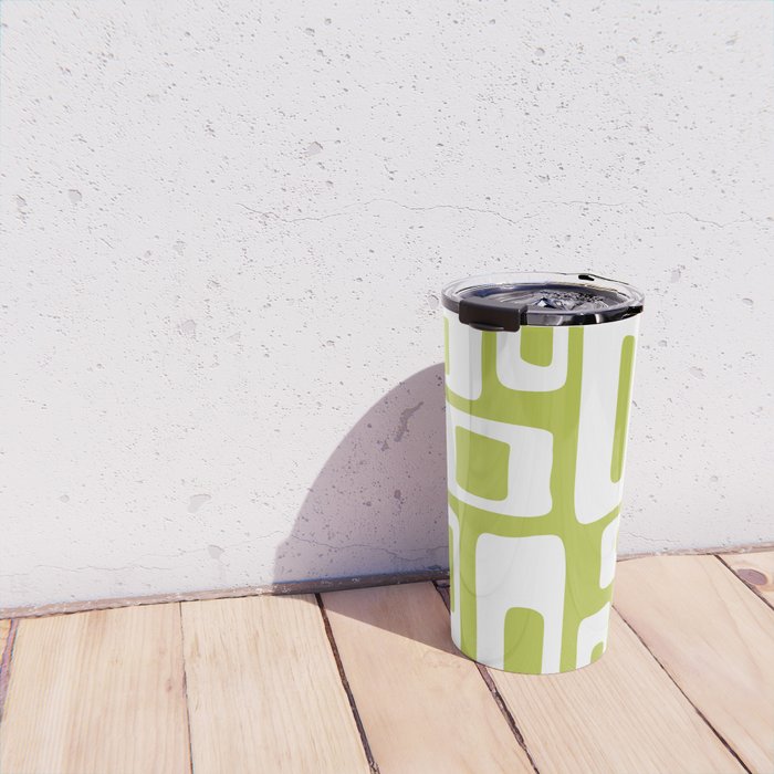 Retro Mid Century Modern Abstract Pattern 335 Chartreuse Travel Mug Gallery Image 4