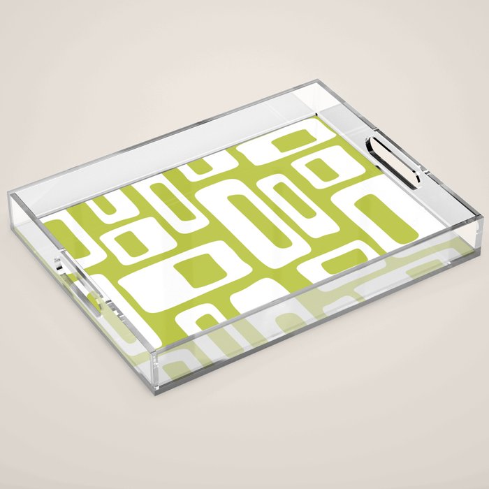 Retro Mid Century Modern Abstract Pattern 335 Chartreuse Acrylic Tray Gallery Image 1