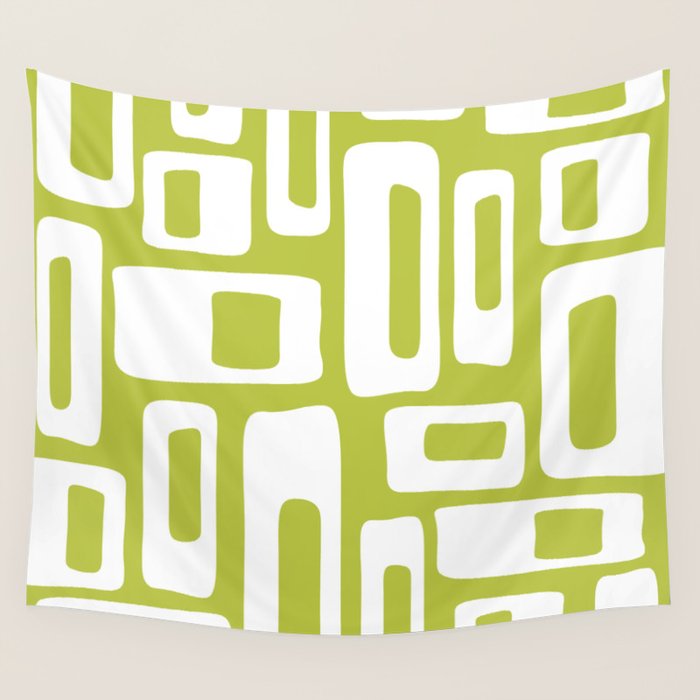 Retro Mid Century Modern Abstract Pattern 335 Chartreuse Wall Tapestry Gallery Image 4