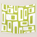 Retro Mid Century Modern Abstract Pattern 335 Chartreuse Wall Tapestry Gallery Image 4