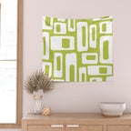 Retro Mid Century Modern Abstract Pattern 335 Chartreuse Wall Tapestry Gallery Image 2