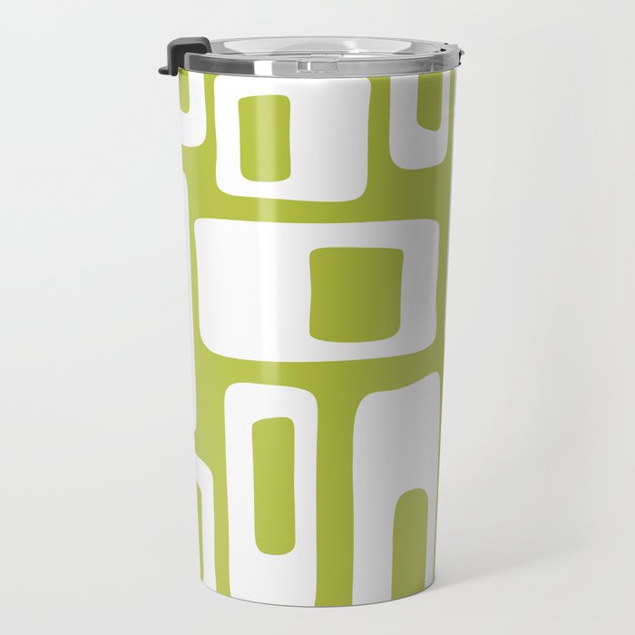 Retro Mid Century Modern Abstract Pattern 335 Chartreuse Travel Mug Gallery Image 3