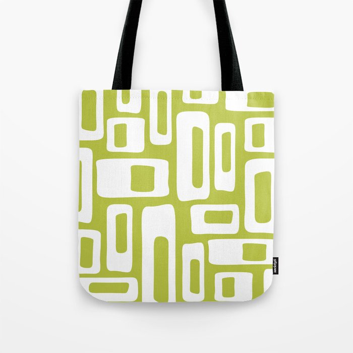 Retro Mid Century Modern Abstract Pattern 335 Chartreuse Tote Bag Gallery Image 1