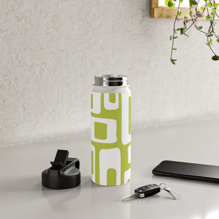 Retro Mid Century Modern Abstract Pattern 335 Chartreuse Water Bottle Gallery Image 4