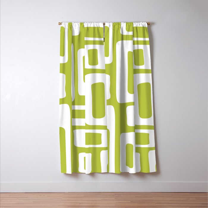 Retro Mid Century Modern Abstract Pattern 335 Chartreuse Window Curtain Gallery Image 3