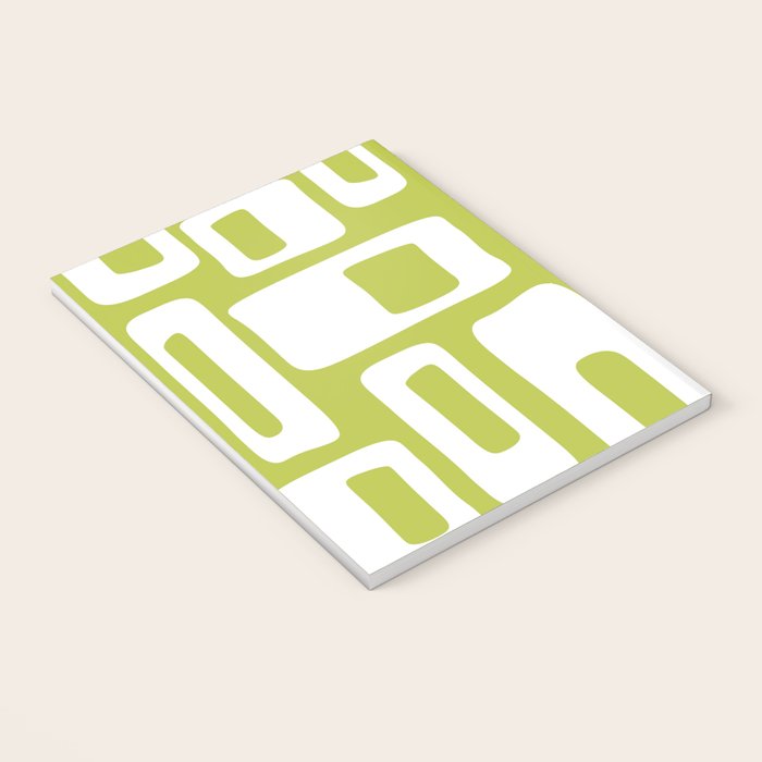Retro Mid Century Modern Abstract Pattern 335 Chartreuse Notebook Gallery Image 3