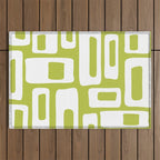 Retro Mid Century Modern Abstract Pattern 335 Chartreuse Outdoor Rug Gallery Image 1