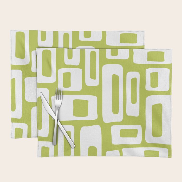 Retro Mid Century Modern Abstract Pattern 335 Chartreuse Placemat Gallery Image 1
