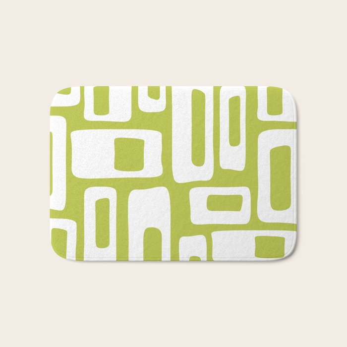 Retro Mid Century Modern Abstract Pattern 335 Chartreuse Bath Mat Gallery Image 1