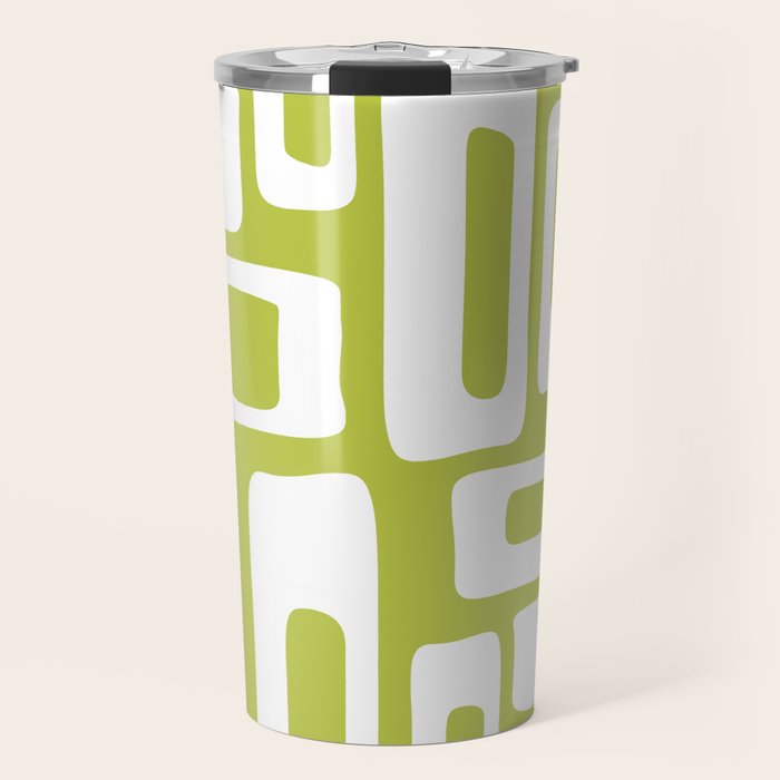 Retro Mid Century Modern Abstract Pattern 335 Chartreuse Travel Mug Gallery Image 1