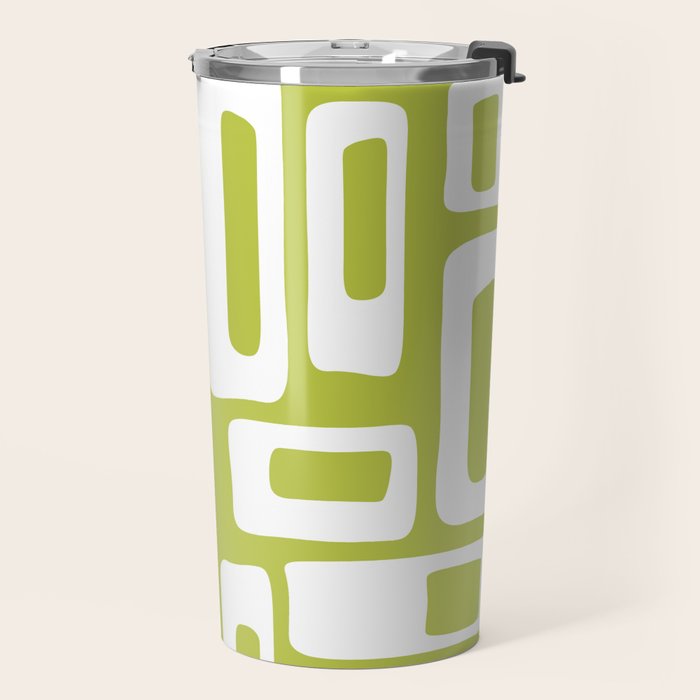 Retro Mid Century Modern Abstract Pattern 335 Chartreuse Travel Mug Gallery Image 2