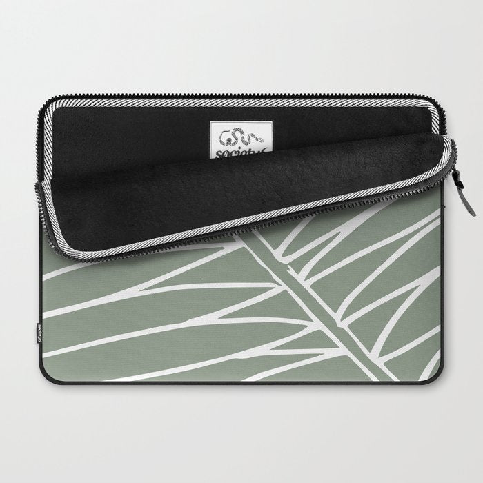 Minimalist, Tropical Leaf, Green, Boho Wall Art Laptop Sleeve Gallery Image 2