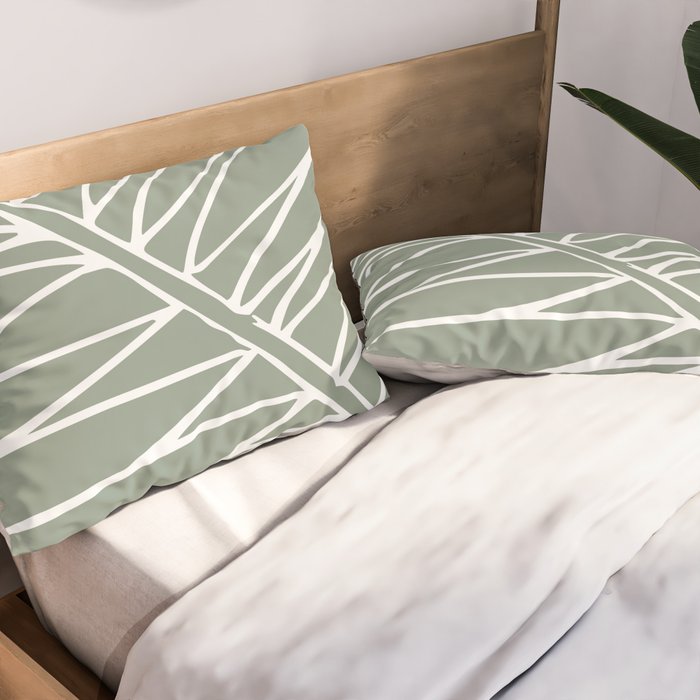 Minimalist, Tropical Leaf, Green, Boho Wall Art Pillow Sham Gallery Image 2