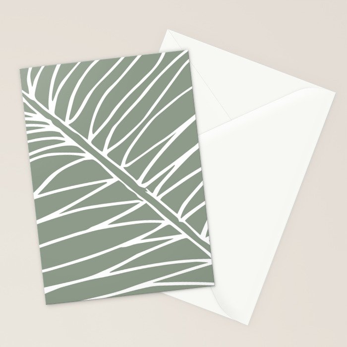 Minimalist, Tropical Leaf, Green, Boho Wall Art Stationery Card Gallery Image 2