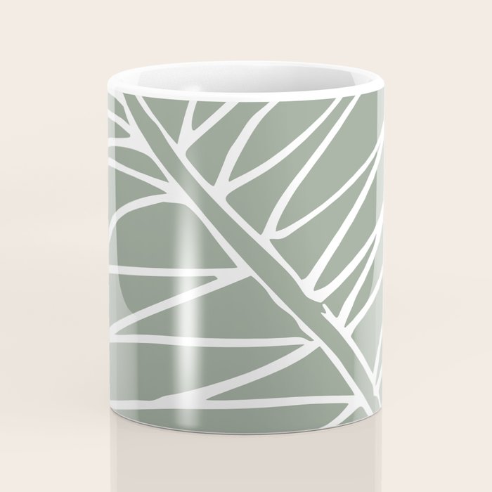 Minimalist, Tropical Leaf, Green, Boho Wall Art Coffee Mug Gallery Image 4
