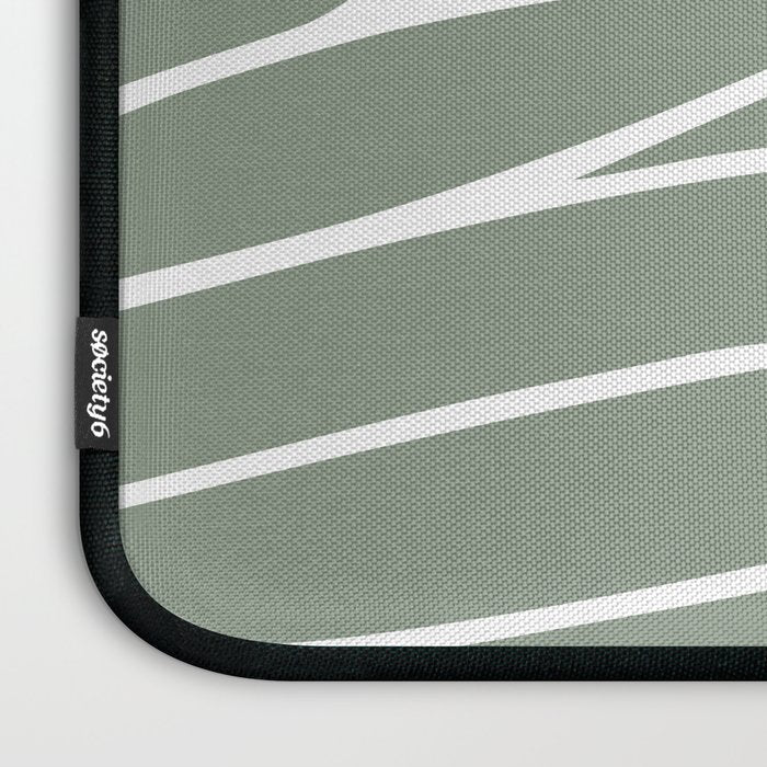 Minimalist, Tropical Leaf, Green, Boho Wall Art Laptop Sleeve Gallery Image 3
