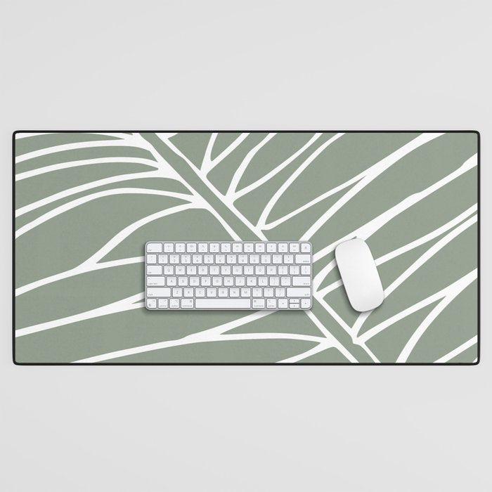 Minimalist, Tropical Leaf, Green, Boho Wall Art Desk Mat Gallery Image 1
