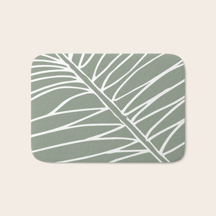 Minimalist, Tropical Leaf, Green, Boho Wall Art Bath Mat Gallery Image 1