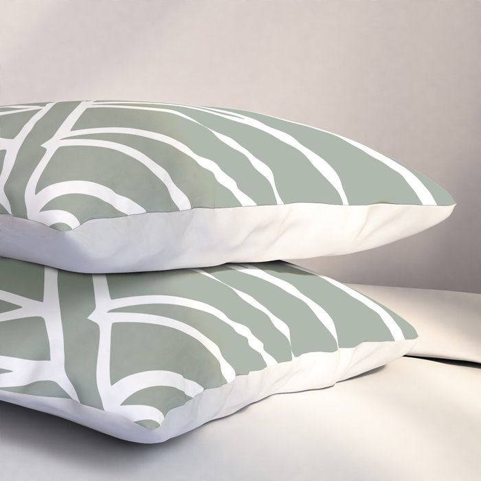 Minimalist, Tropical Leaf, Green, Boho Wall Art Pillow Sham Gallery Image 3
