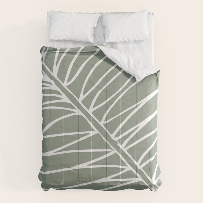 Minimalist, Tropical Leaf, Green, Boho Wall Art Comforter Gallery Image 6