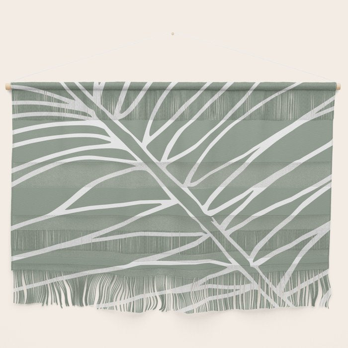 Minimalist, Tropical Leaf, Green, Boho Wall Art Wall Hanging Gallery Image 1