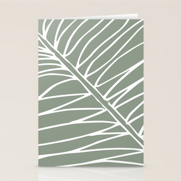Minimalist, Tropical Leaf, Green, Boho Wall Art Stationery Card Gallery Image 2