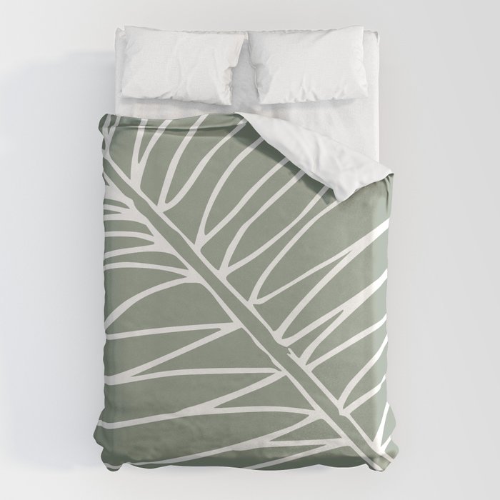 Minimalist, Tropical Leaf, Green, Boho Wall Art Duvet Cover Gallery Image 6