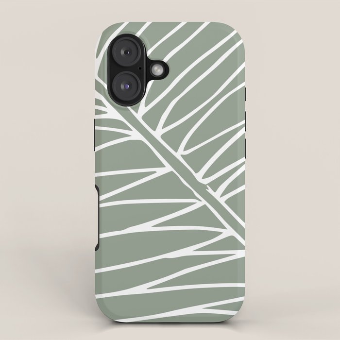 Minimalist, Tropical Leaf, Green, Boho Wall Art iPhone Case Gallery Image 1
