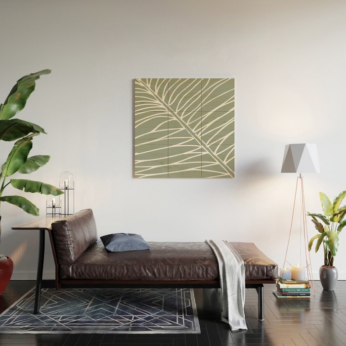 Minimalist, Tropical Leaf, Green, Boho Wall Art Wood Wall Art Gallery Image 2