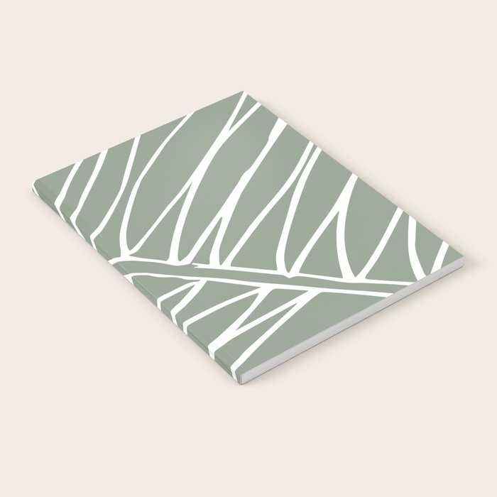 Minimalist, Tropical Leaf, Green, Boho Wall Art Notebook Gallery Image 2