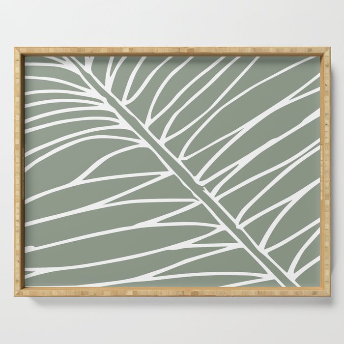 Minimalist, Tropical Leaf, Green, Boho Wall Art Serving Tray Gallery Image 1