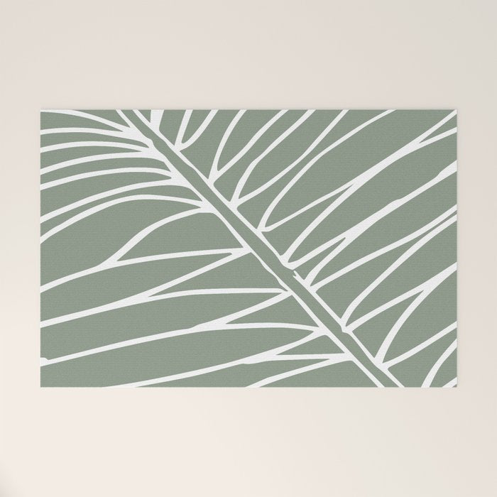 Minimalist, Tropical Leaf, Green, Boho Wall Art Welcome Mat Gallery Image 1