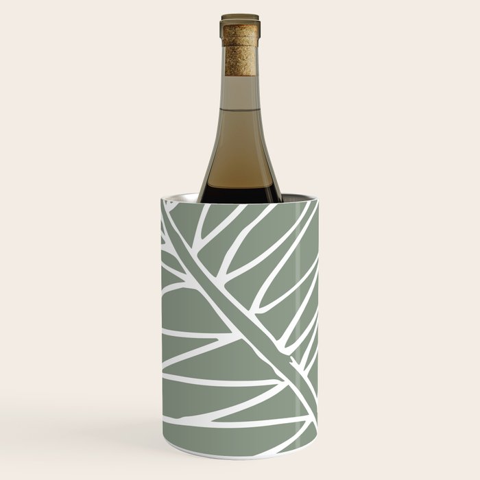 Minimalist, Tropical Leaf, Green, Boho Wall Art Wine Chiller Gallery Image 1
