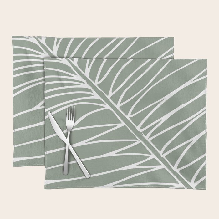 Minimalist, Tropical Leaf, Green, Boho Wall Art Placemat Gallery Image 1