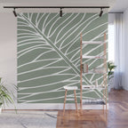 Minimalist, Tropical Leaf, Green, Boho Wall Art Wall Mural Gallery Image 1